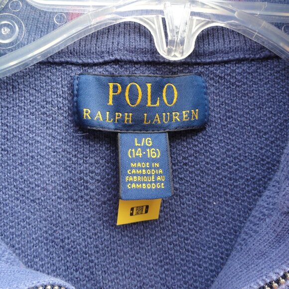 Polo Ralph Lauren Sweater Red White Blue Stripe 1/4 Zip Preppy Boys Large 14 16 - Picture 3 of 11